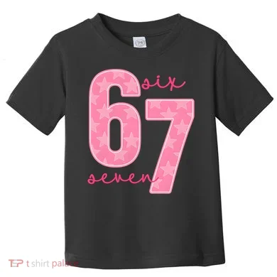 67 Funny Meme 6-7 Pink Script Toddler T-Shirt