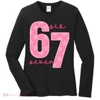 67 Funny Meme 6-7 Pink Script Women's Long Sleeve Shirt thumb 0
