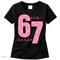 67 Funny Meme 6-7 Pink Script Women's T-Shirt thumb 0