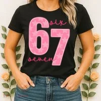 67 Funny Meme 6-7 Pink Script Women's T-Shirt thumb 2