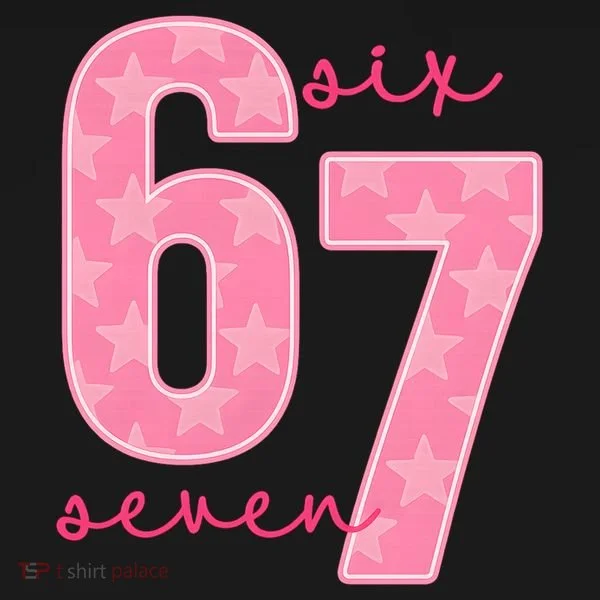 67 Funny Meme 6-7 Pink Script Women's T-Shirt