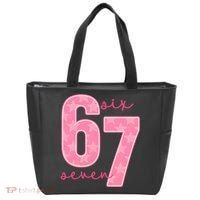 67 Funny Meme 6-7 Pink Script Tote Bag thumb 0