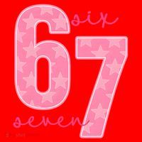 67 Funny Meme 6-7 Pink Script Santa Hat thumb 1