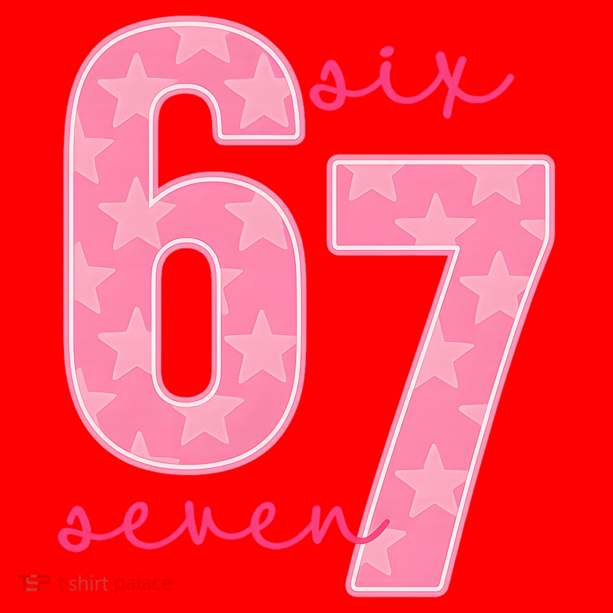 67 Funny Meme 6-7 Pink Script Santa Hat