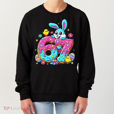 67 Funny Six Seven Gen Meme Cute Rabbit Easter Bunny Women's Sweatshirt