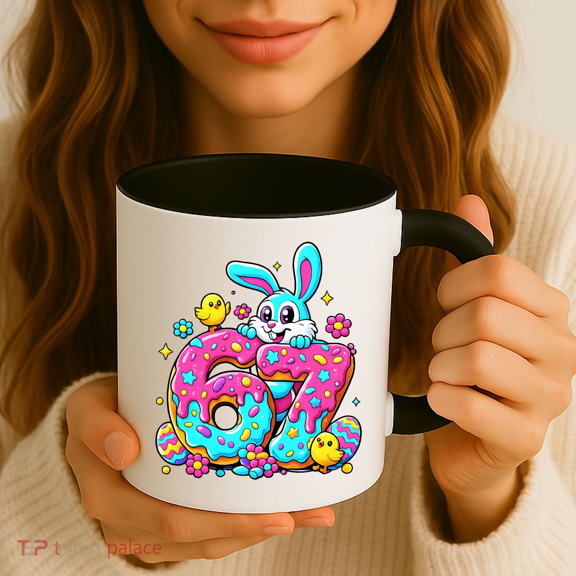 67 Funny Six Seven Gen Meme Cute Rabbit Easter Bunny Coffee Mug