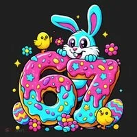 67 Funny Six Seven Gen Meme Cute Rabbit Easter Bunny Beanie thumb 2