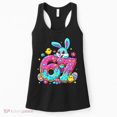 67 Funny Six Seven Gen Meme Cute Rabbit Easter Bunny Women's Tank Top