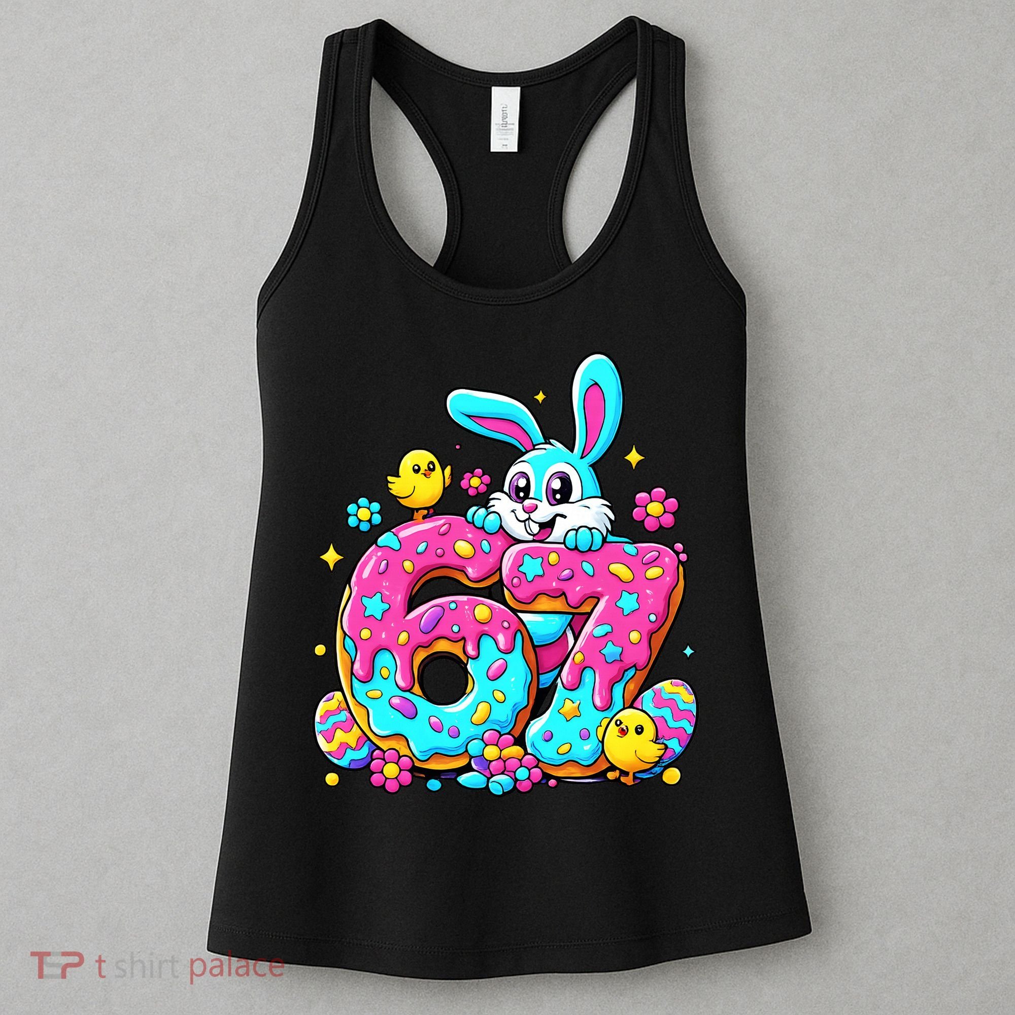 67 Funny Six Seven Gen Meme Cute Rabbit Easter Bunny Women's Tank Top