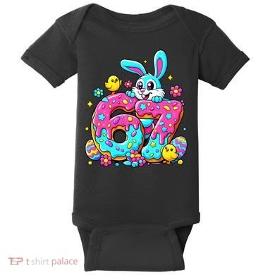 67 Funny Six Seven Gen Meme Cute Rabbit Easter Bunny Baby Bodysuit