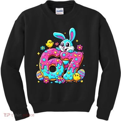67 Funny Six Seven Gen Meme Cute Rabbit Easter Bunny Kids Sweatshirt