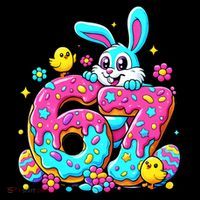 67 Funny Six Seven Gen Meme Cute Rabbit Easter Bunny Kids Hoodie thumb 5