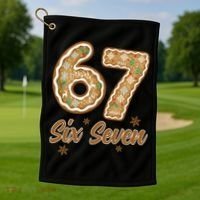 67 Gingerbread Funny Christmas 6-7 Meme Golf Towel thumb 1