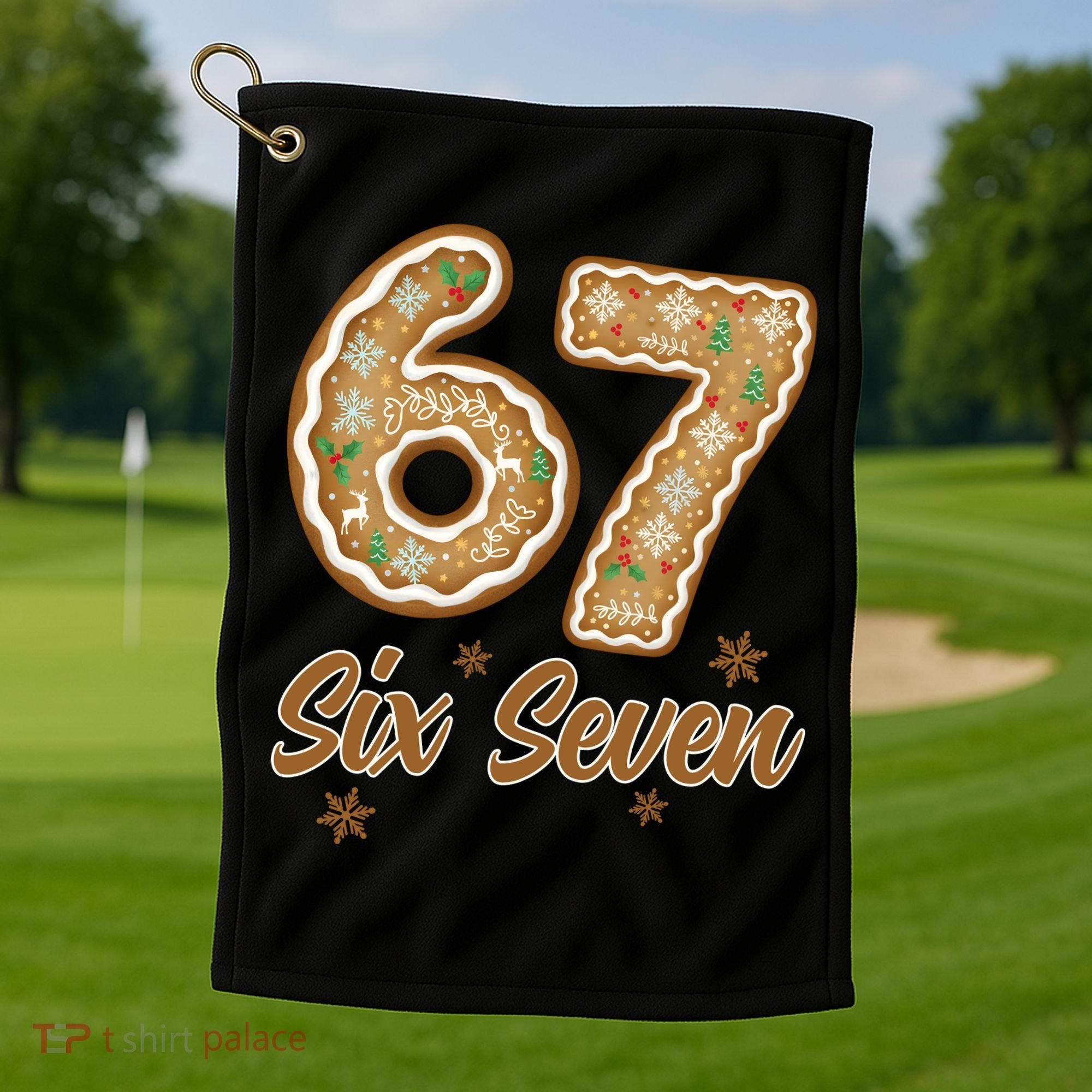 67 Gingerbread Funny Christmas 6-7 Meme Golf Towel
