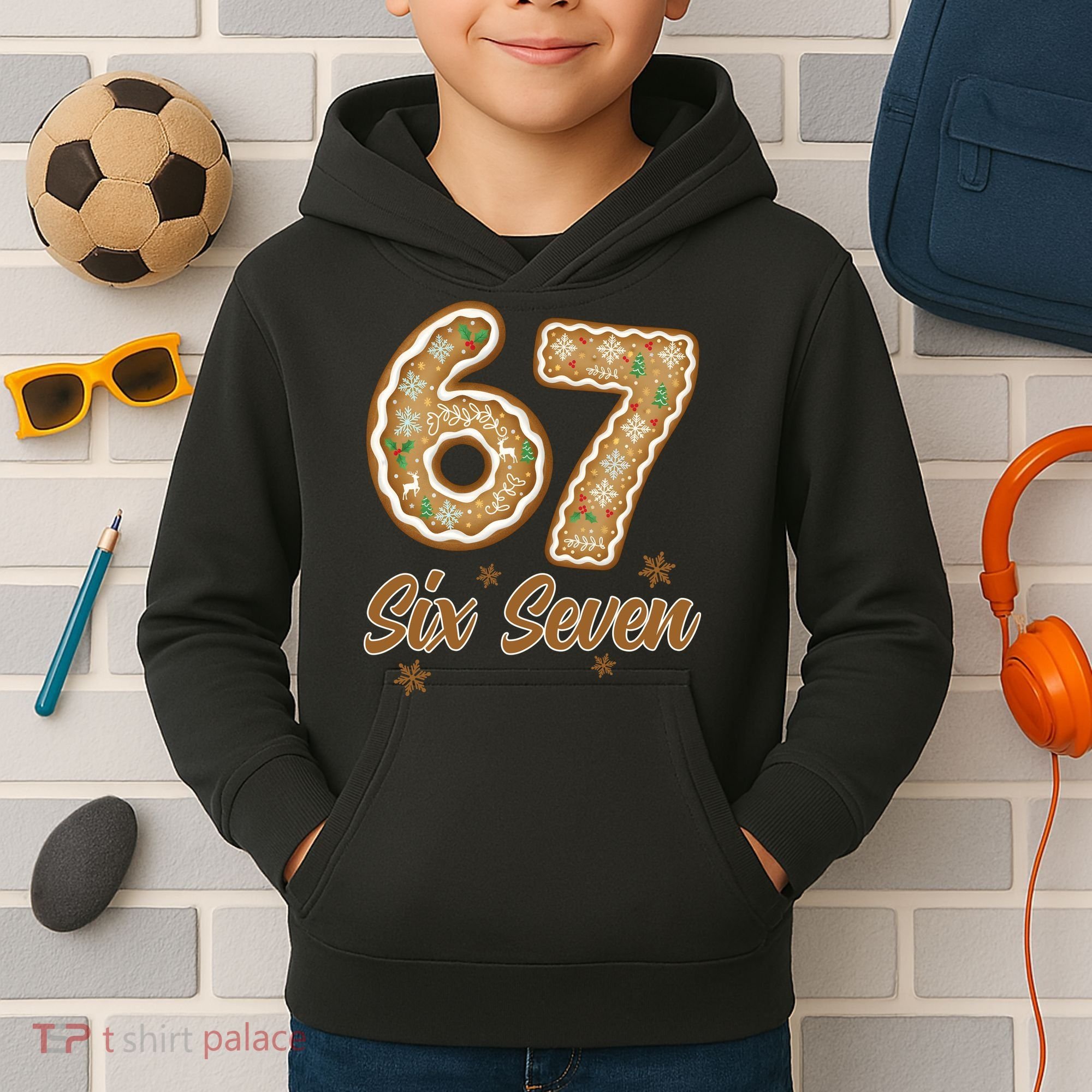 67 Gingerbread Funny Christmas 6-7 Meme Kids Hoodie