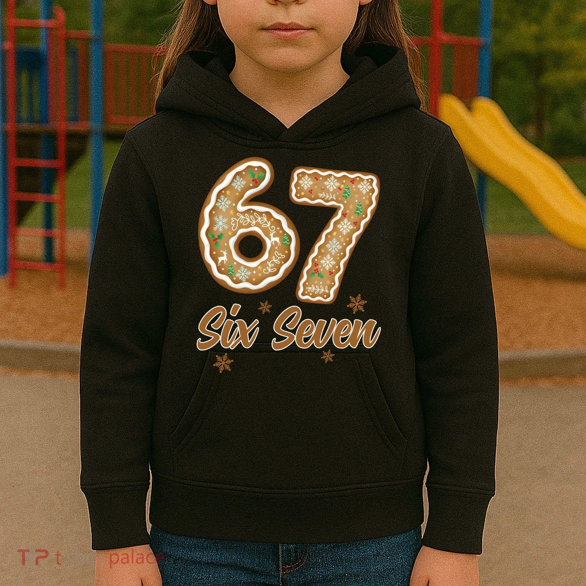 67 Gingerbread Funny Christmas 6-7 Meme Kids Hoodie