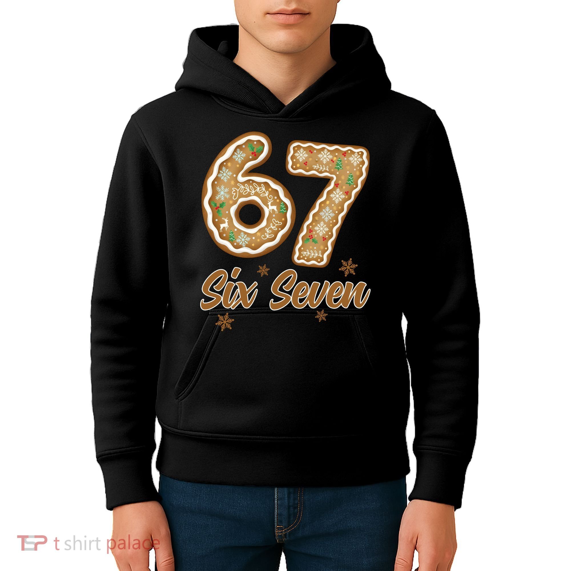 67 Gingerbread Funny Christmas 6-7 Meme Kids Hoodie