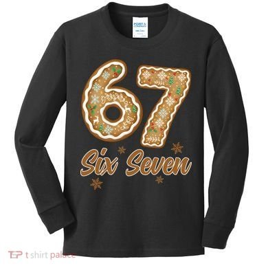67 Gingerbread Funny Christmas 6-7 Meme Kids Long Sleeve Shirt