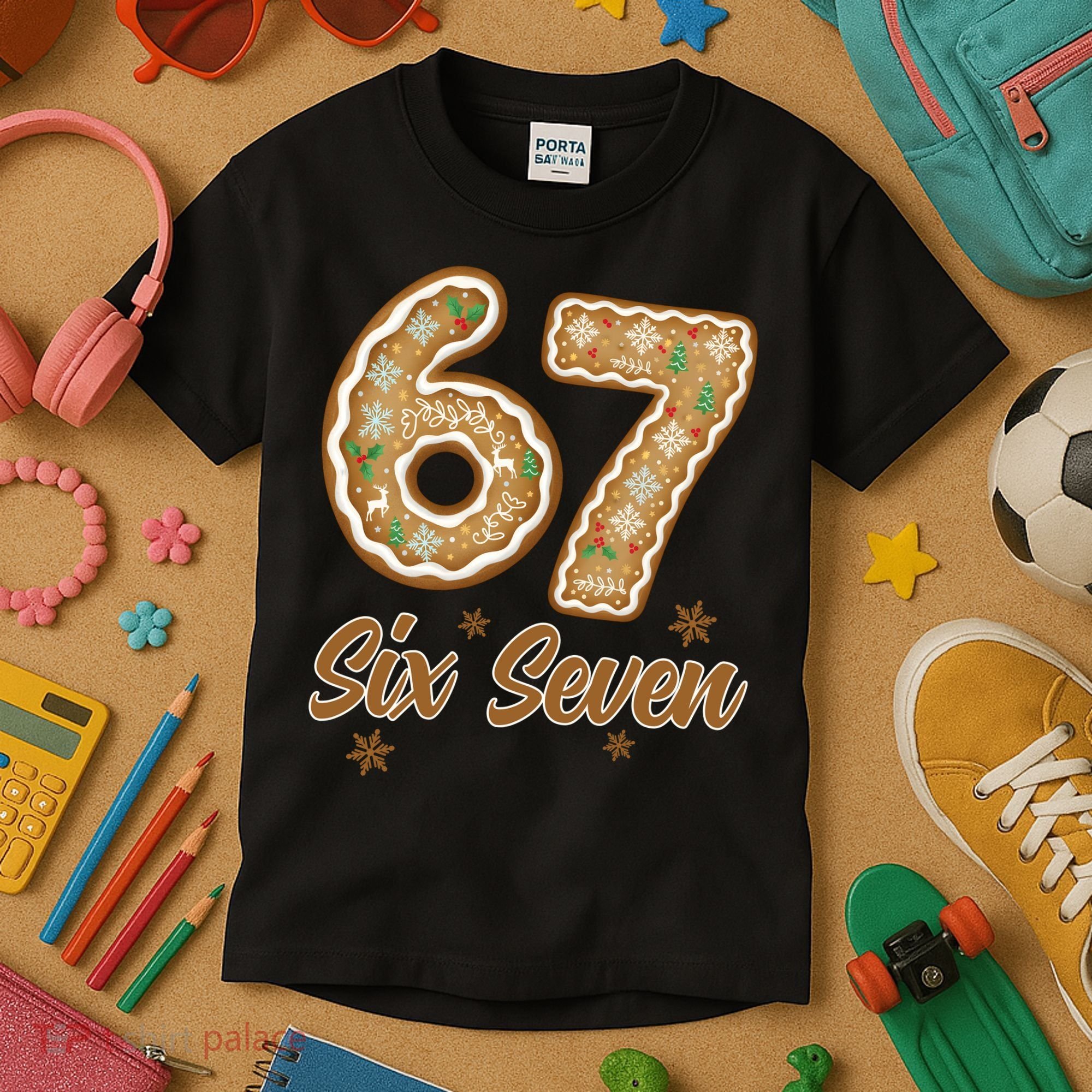 67 Gingerbread Funny Christmas 6-7 Meme Kids T-Shirt