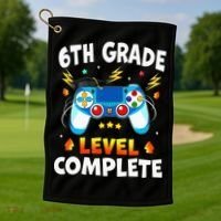 6Th Grade Level Complete School Graduation Video Gamer Golf Towel thumb 1
