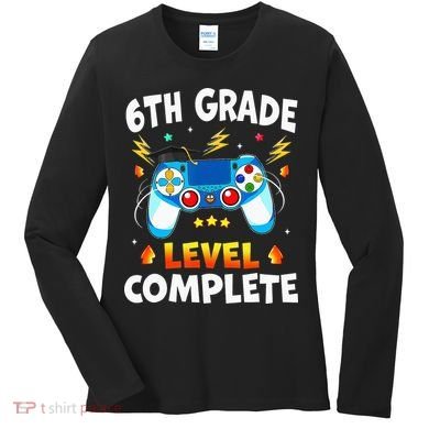 6Th Grade Level Complete School Graduation Video Gamer Women's Long Sleeve Shirt