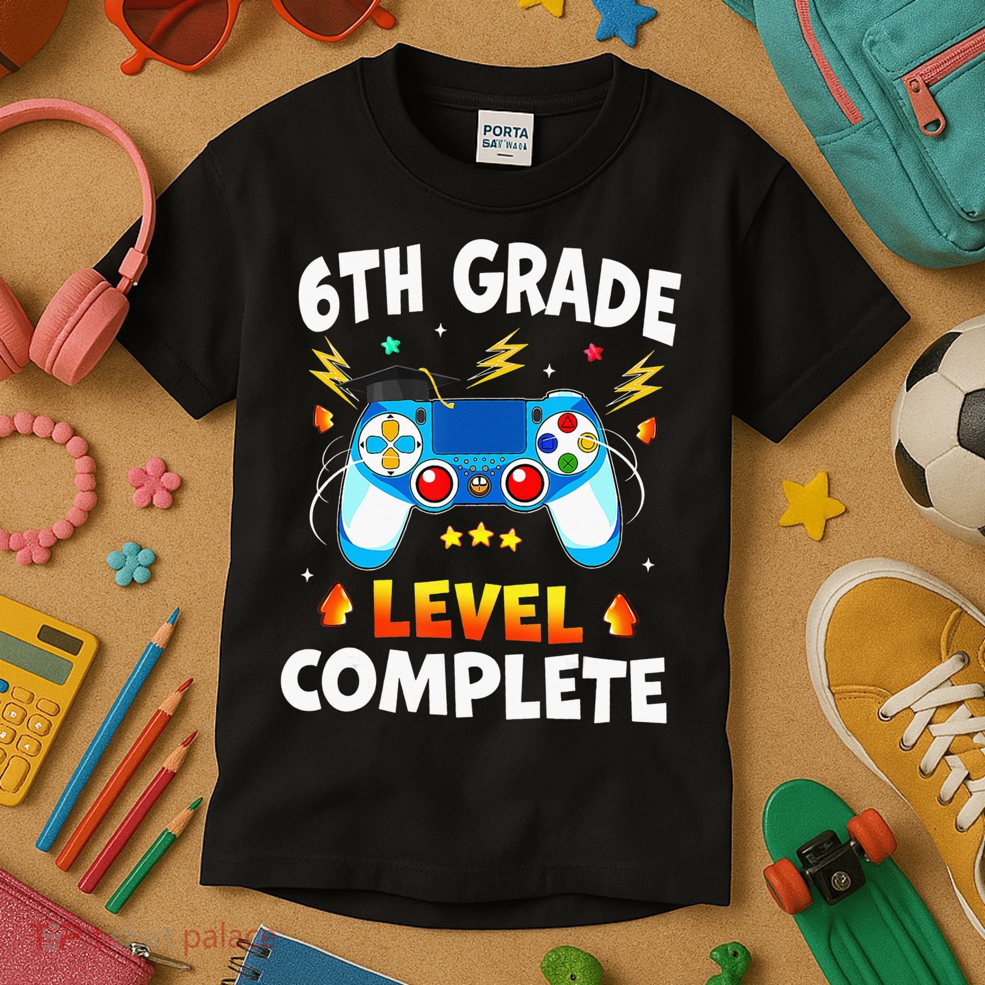 6Th Grade Level Complete School Graduation Video Gamer Kids T-Shirt