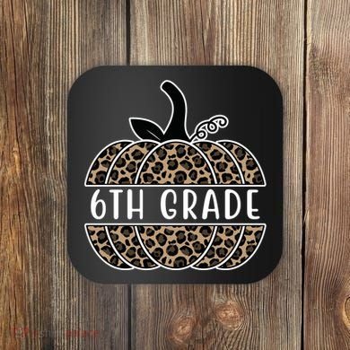 6th Grade Leopard Pumpkin Coaster