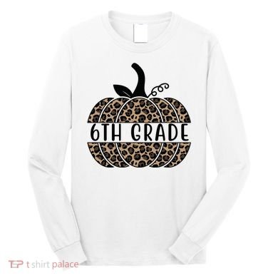 6th Grade Leopard Pumpkin Long Sleeve Shirt