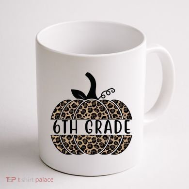 6th Grade Leopard Pumpkin Coffee Mug back