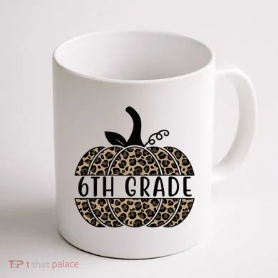 6th Grade Leopard Pumpkin Coffee Mug back
