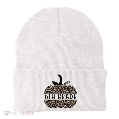 6th Grade Leopard Pumpkin Beanie