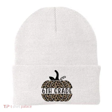 6th Grade Leopard Pumpkin Beanie