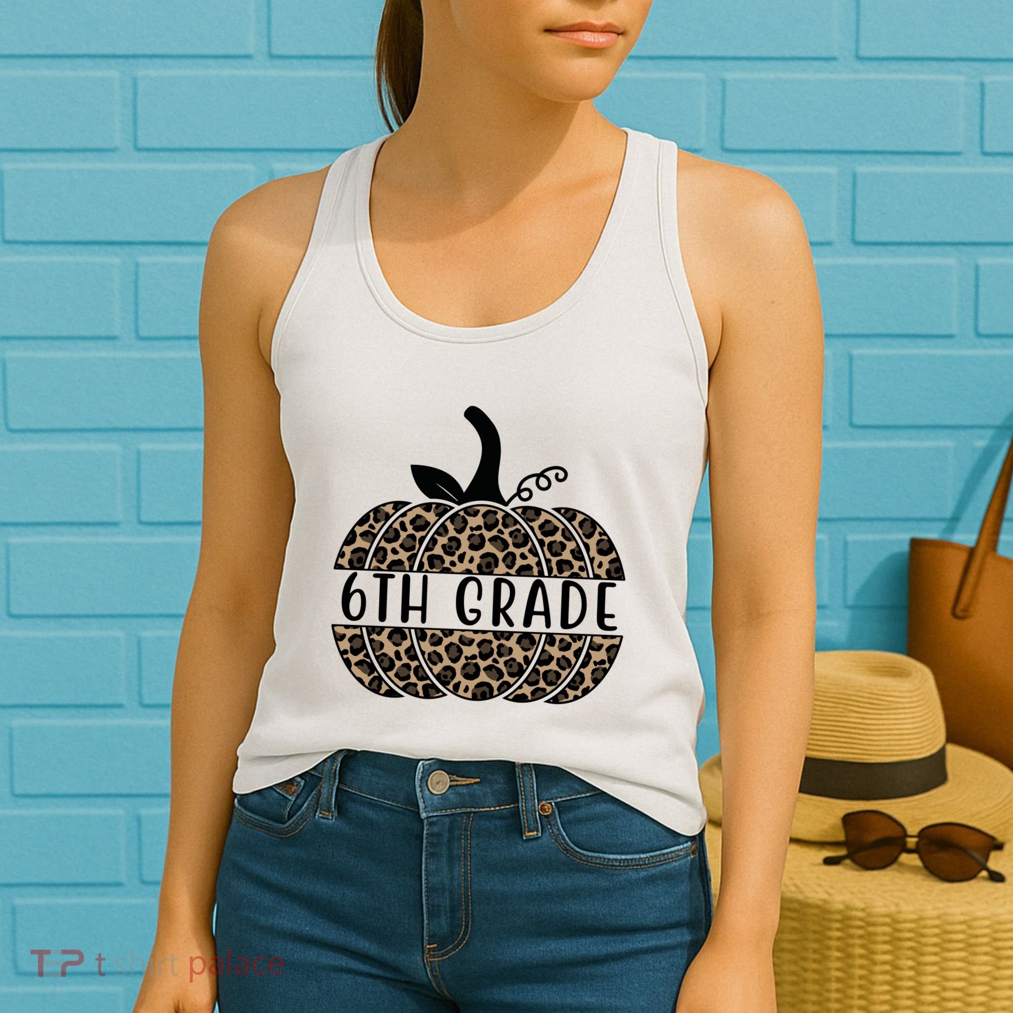 6th Grade Leopard Pumpkin Women's Tank Top