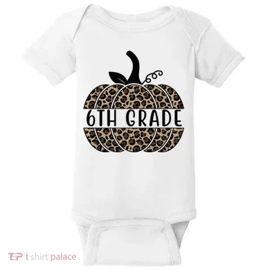 6th Grade Leopard Pumpkin Baby Bodysuit