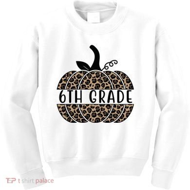 6th Grade Leopard Pumpkin Kids Sweatshirt