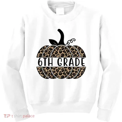6th Grade Leopard Pumpkin Kids Sweatshirt