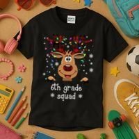 6th Grade Squad Reindeer Christmas Kids T-Shirt thumb 3