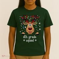 6th Grade Squad Reindeer Christmas T-Shirt thumb 4