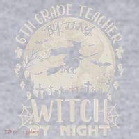 6Th Grade Teacher By Day Witch By Night Funny Halloween Cute Gift Women's Racerback Cropped Tank thumb 2
