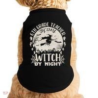 6Th Grade Teacher By Day Witch By Night Funny Halloween Cute Gift Doggie Tank thumb 0