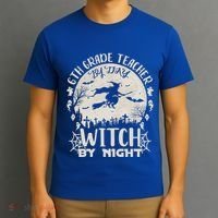 6Th Grade Teacher By Day Witch By Night Funny Halloween Cute Gift T-Shirt thumb 3