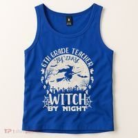 6Th Grade Teacher By Day Witch By Night Funny Halloween Cute Gift Tank Top thumb 2