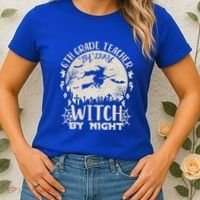 6Th Grade Teacher By Day Witch By Night Funny Halloween Cute Gift Women's T-Shirt thumb 2