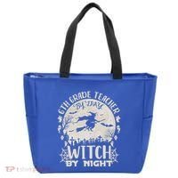 6Th Grade Teacher By Day Witch By Night Funny Halloween Cute Gift Tote Bag thumb 0