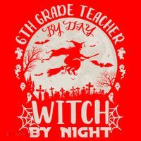 6Th Grade Teacher By Day Witch By Night Funny Halloween Cute Gift Santa Hat thumb 1