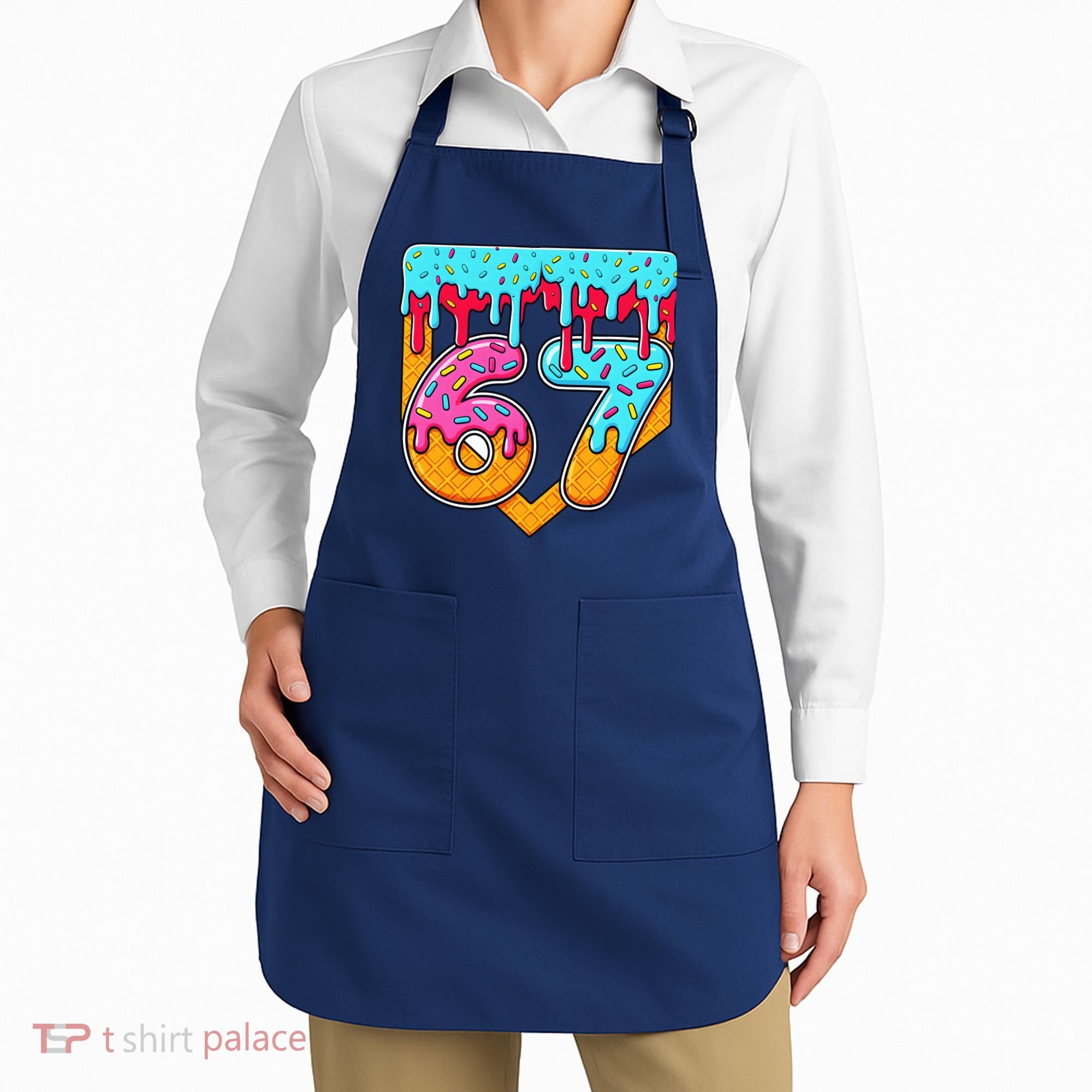 67 Ice Cream Drip Home Plate Baseball Six Seven Apron