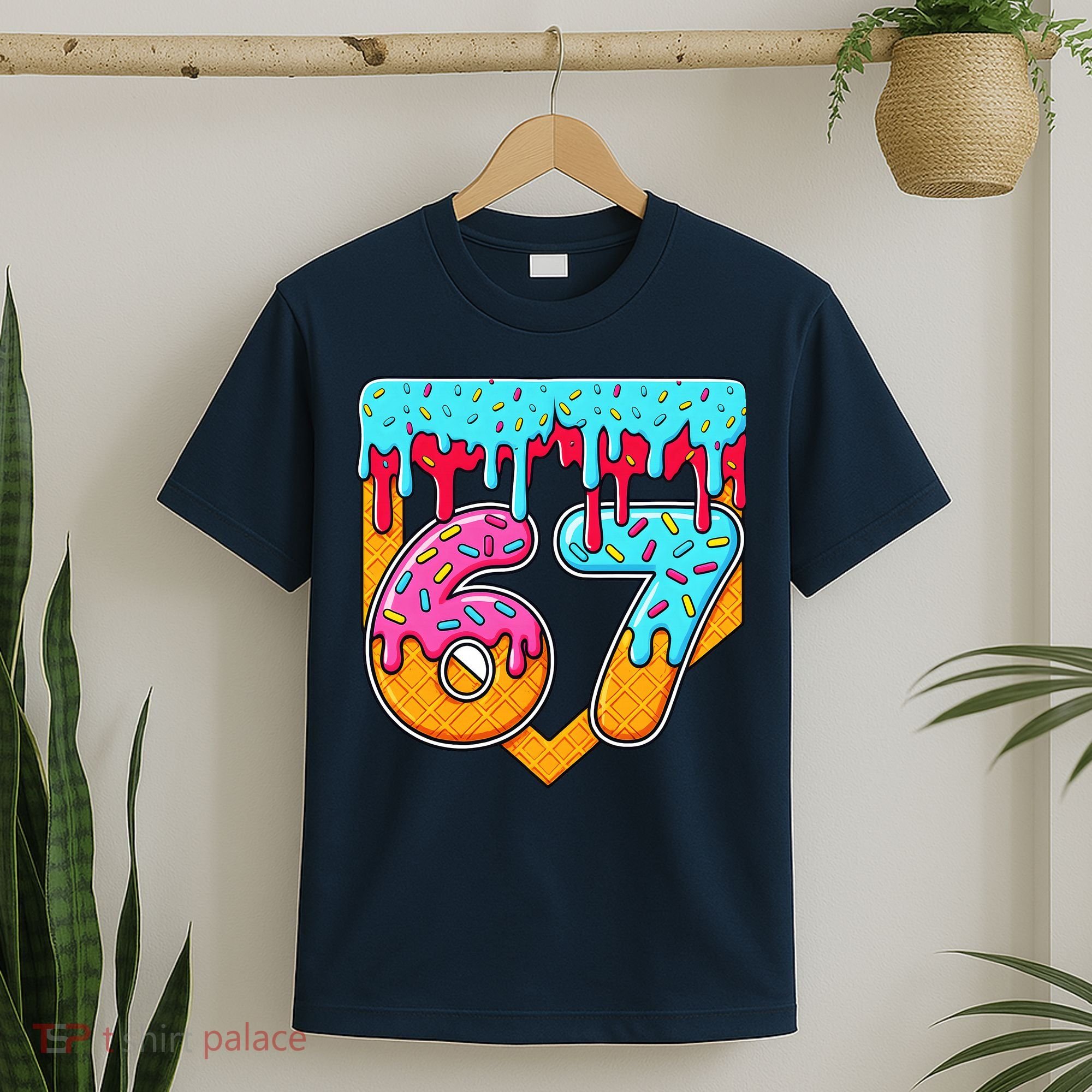 67 Ice Cream Drip Home Plate Baseball Six Seven T-Shirt