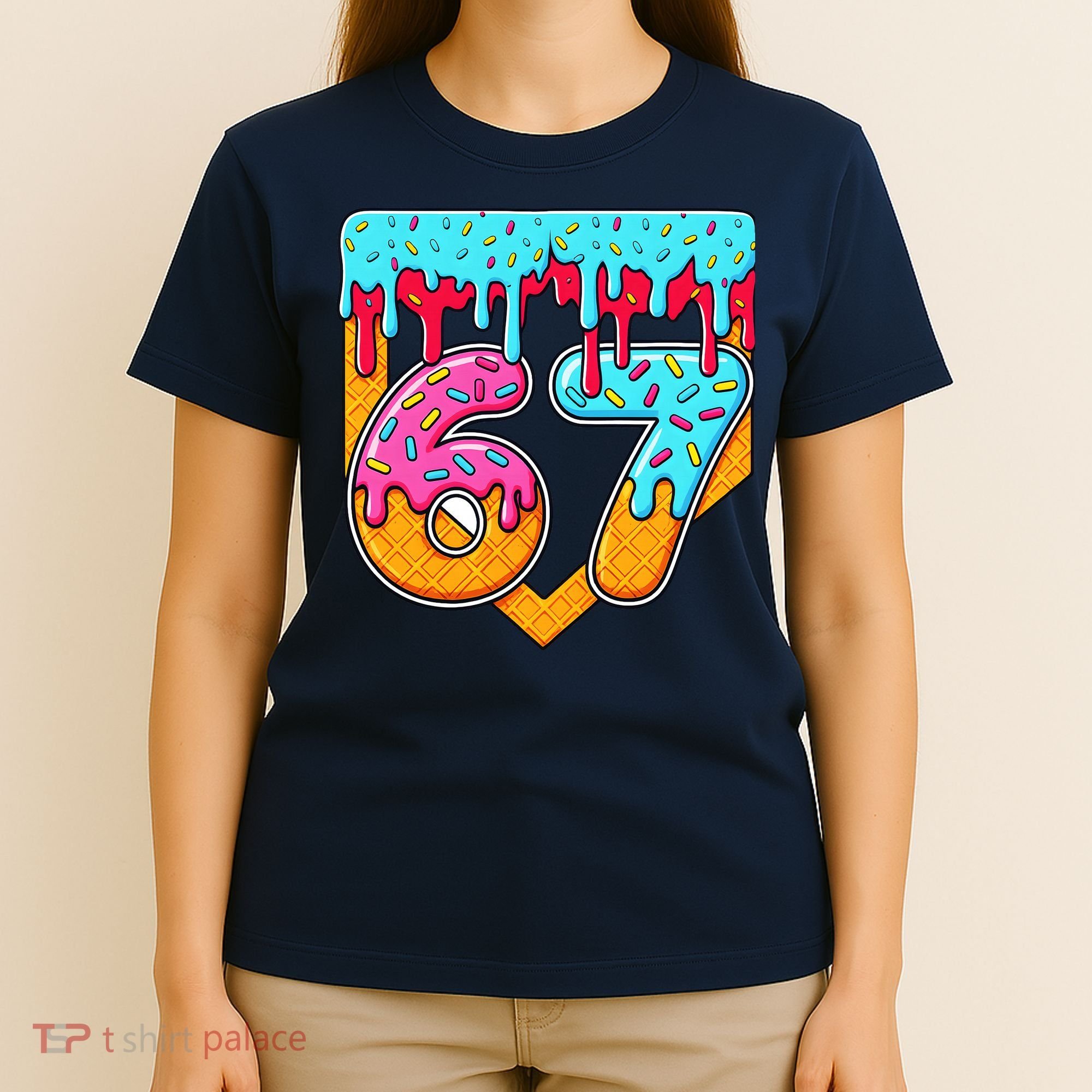 67 Ice Cream Drip Home Plate Baseball Six Seven T-Shirt