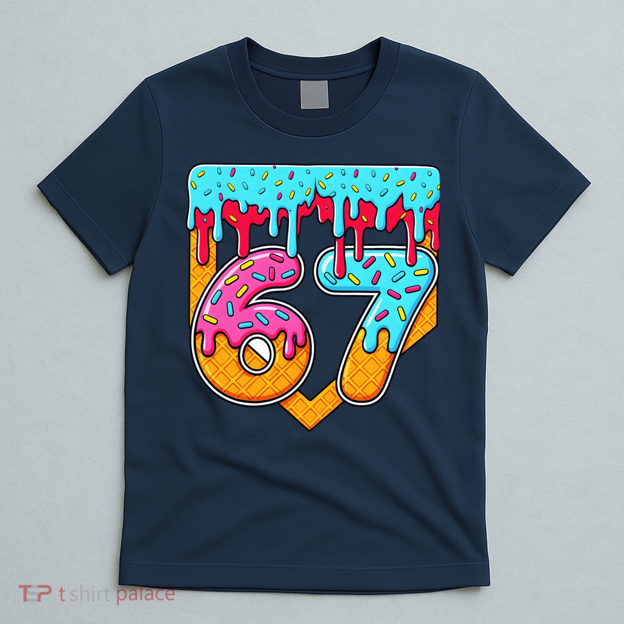 67 Ice Cream Drip Home Plate Baseball Six Seven T-Shirt