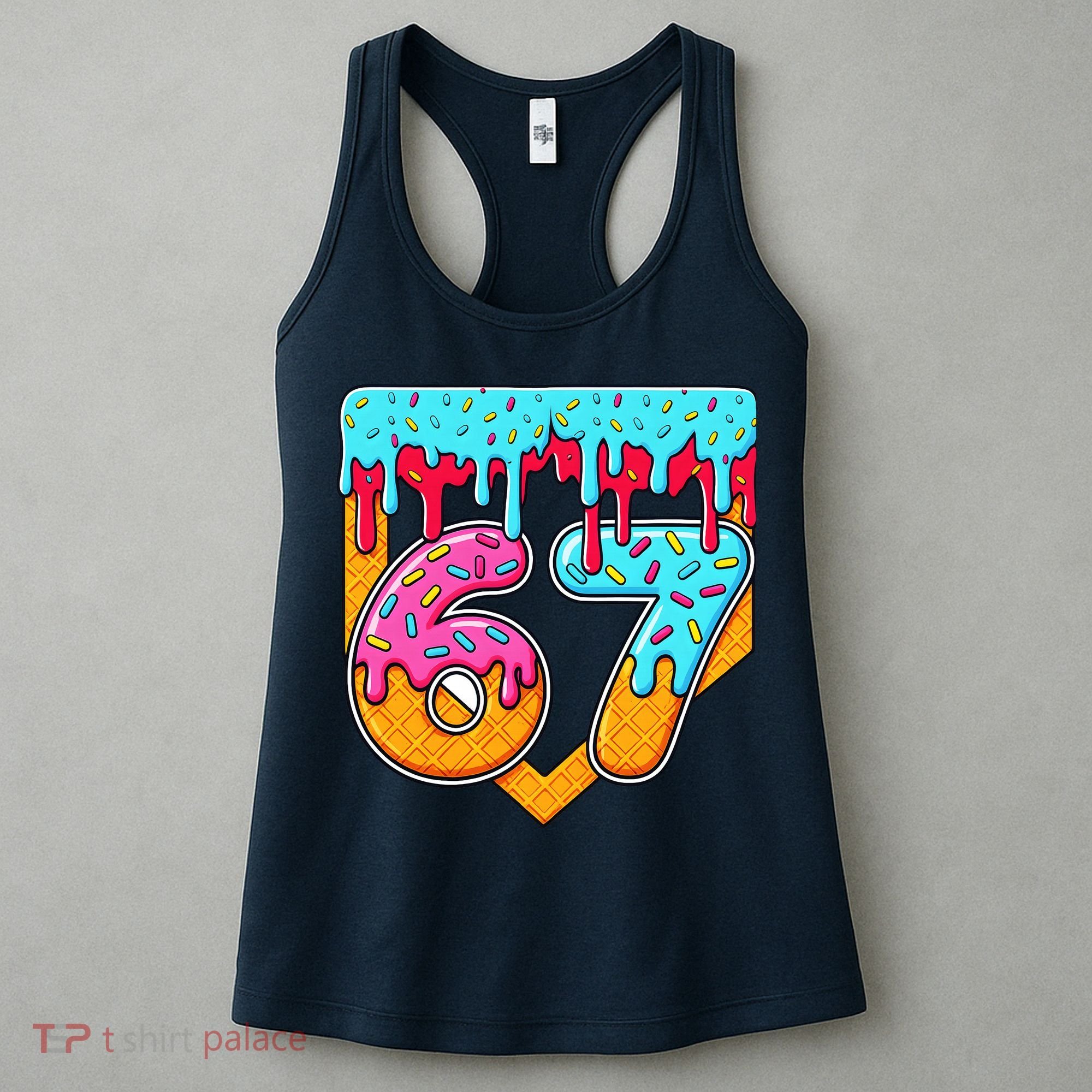 67 Ice Cream Drip Home Plate Baseball Six Seven Women's Tank Top